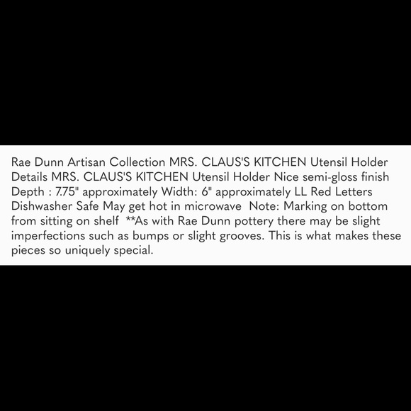 Rae Dunn Christmas 🤶🏻 Mrs Claus Utensil Canister - Picture 4 of 4